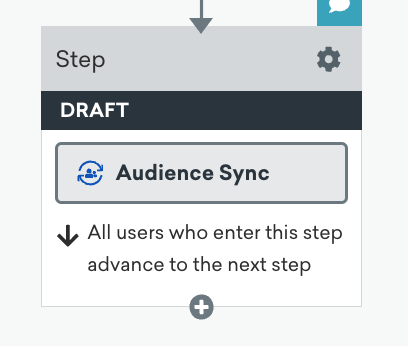 Fluxo de trabalho das etapas anteriores para adicionar um componente do público da Criteo no Canvas Flow.