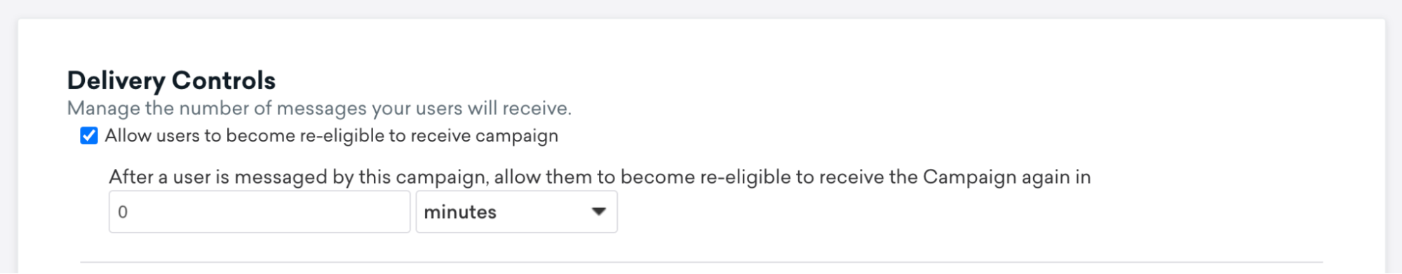 Reelegibilidade ativada em "Controles de entrega".