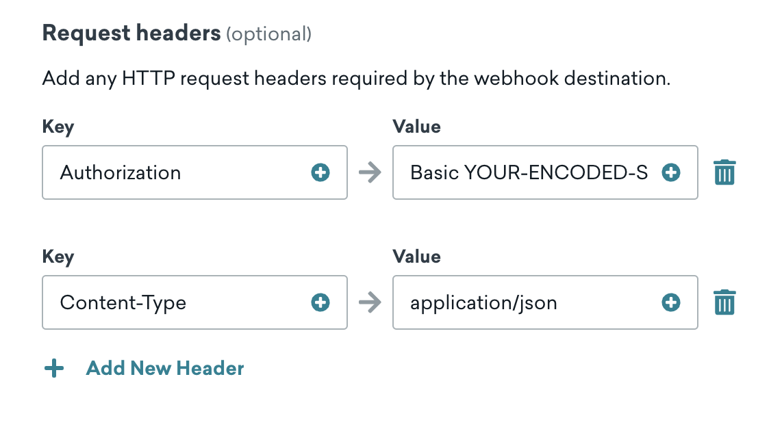 Configurações de webhook.