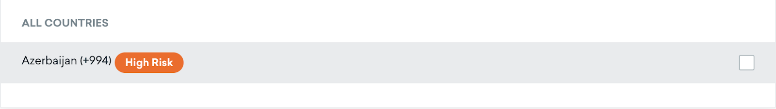 O país está em um nível mais baixo, com o Azerbaijão tendo uma tag de "Alto risco".